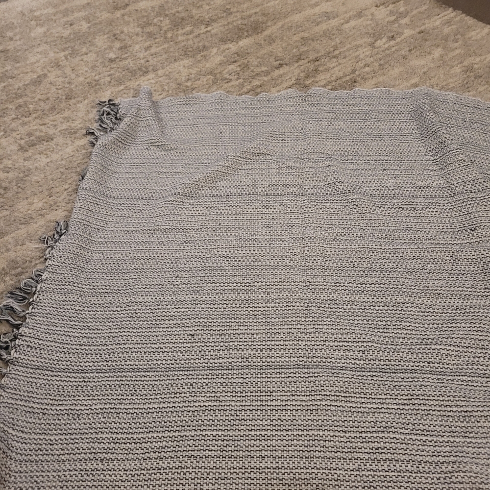 Dark blue gray an black throw
